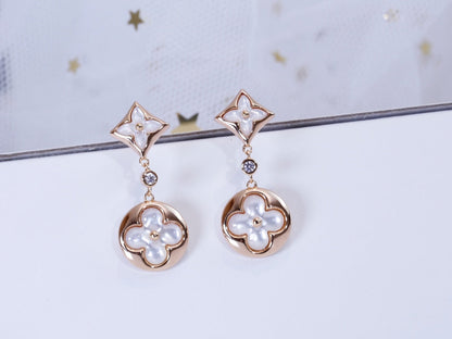[Kincade Jewelrys]STAR AND SUN PINK GOLD MOP DROP EARRINGS