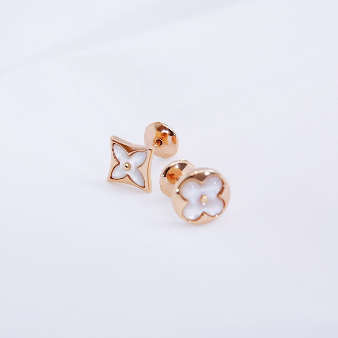 [Kincade Jewelrys]STAR AND SUN PINK GOLD MOP STUD EARRINGS