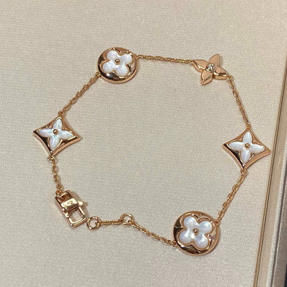 [Kincade Jewelrys]STAR AND SUN 5 MOTIF MOP PINK GOLD BRACELET