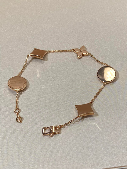 [Kincade Jewelrys]STAR AND SUN 5 MOTIF MOP PINK GOLD BRACELET