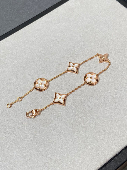 [Kincade Jewelrys]STAR AND SUN 5 MOTIF MOP PINK GOLD BRACELET