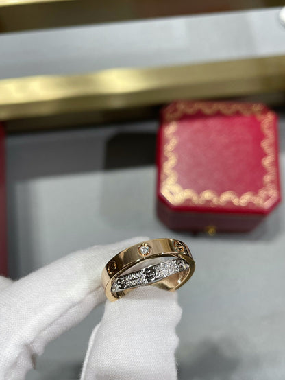 [Kincade Jewelrys]LOVE PINK GOLD SILVER DIAMOND DOUBLE RING