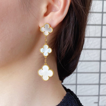[Kincade Jewelrys]CLOVER MOP 3 MOTIFS GOLD EARRINGS