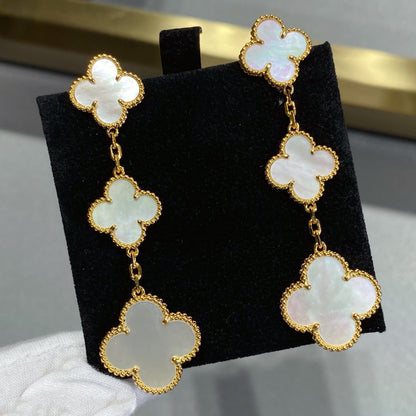 [Kincade Jewelrys]CLOVER MOP 3 MOTIFS GOLD EARRINGS
