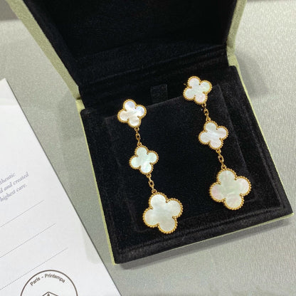 [Kincade Jewelrys]CLOVER MOP 3 MOTIFS GOLD EARRINGS