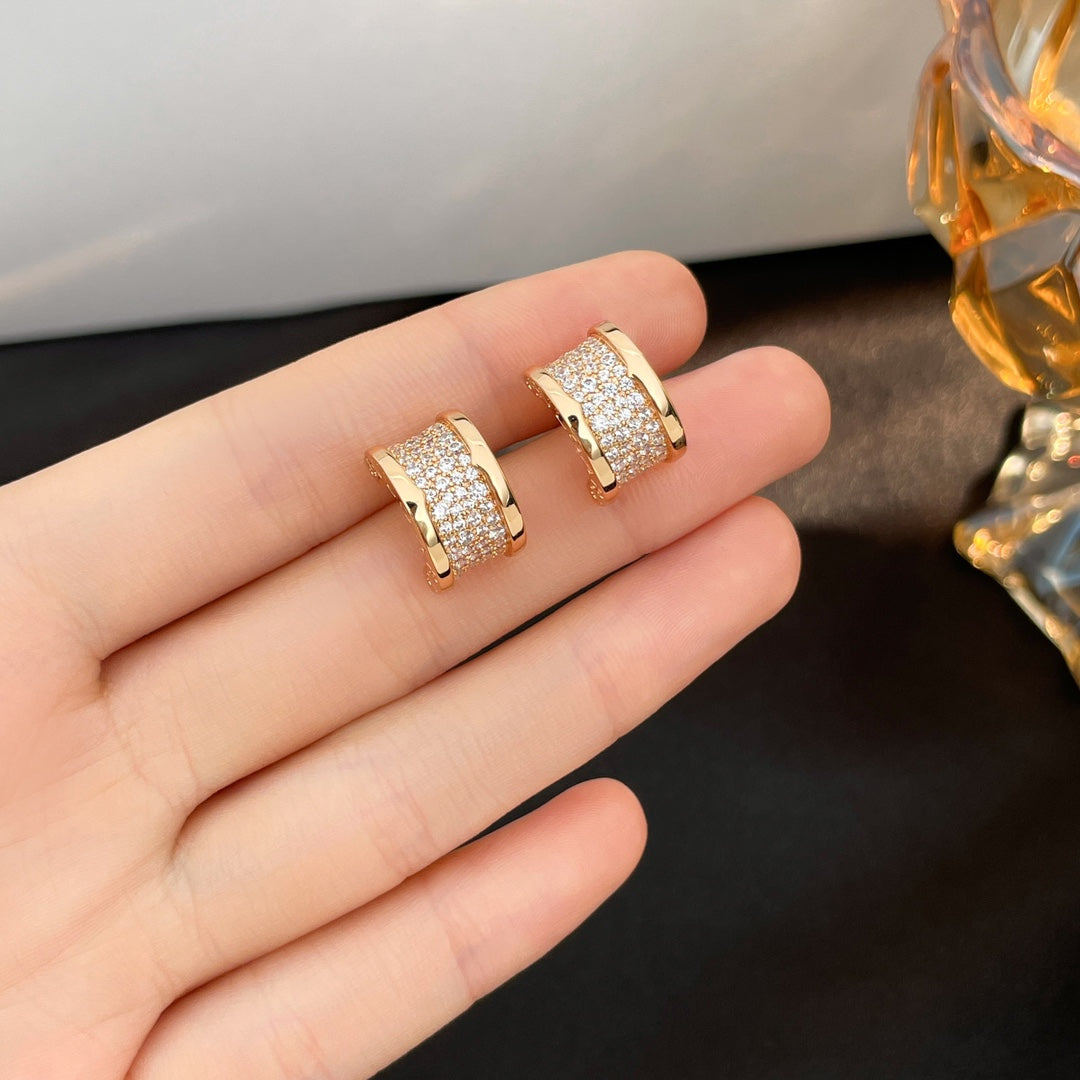 [Kincade Jewelrys]ZERO 1 DIAMOND PAVED EARRINGS