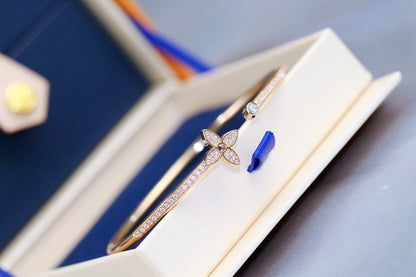 [Kincade Jewelrys]IDYLLE PINK GOLD OPEN BRACELET DIAMOND PAVED