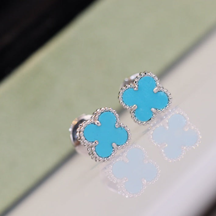 [Kincade Jewelrys]CLOVER MINI TURQUOISE SILVER STUD EARRINGS
