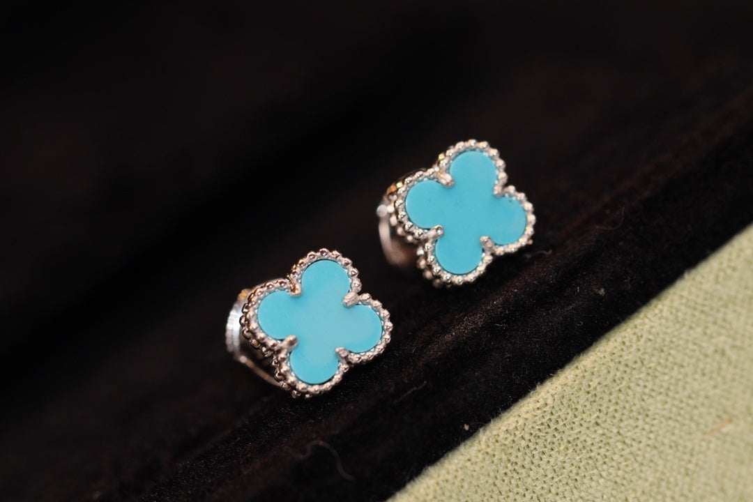 [Kincade Jewelrys]CLOVER MINI TURQUOISE SILVER STUD EARRINGS