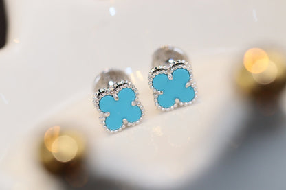 [Kincade Jewelrys]CLOVER MINI TURQUOISE SILVER STUD EARRINGS