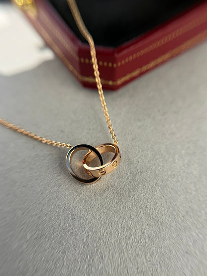 [Kincade Jewelrys]LOVE NECKLACE DOUBLE RING PINK GOLD