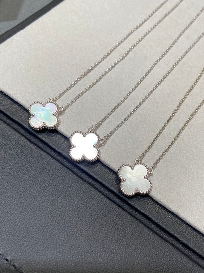[Kincade Jewelrys]CLOVER MEDIUM SILVER WHITE MOP NECKLACE