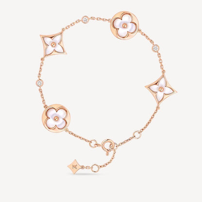 [Kincade Jewelrys]STAR AND SUN 4 MOTIF WHITE MOP PINK GOLD BRACELET