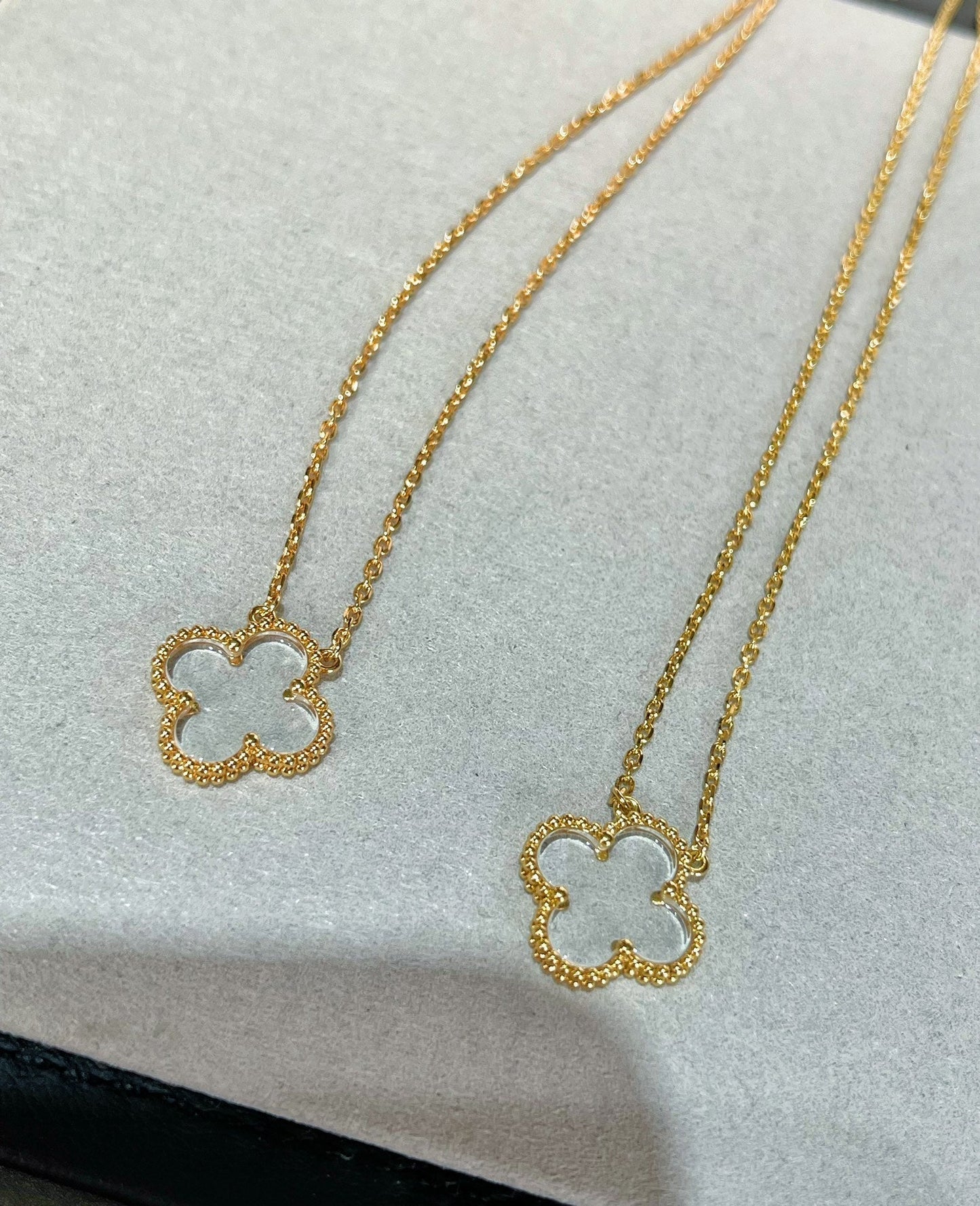 [Kincade Jewelrys]CLOVER ROCK CRYSTAL ROSE GOLD NECKLACE