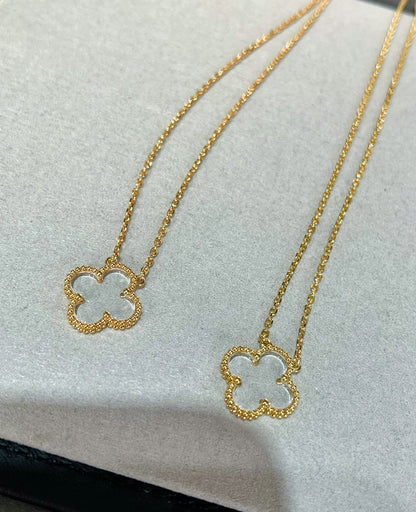 [Kincade Jewelrys]CLOVER ROCK CRYSTAL ROSE GOLD NECKLACE