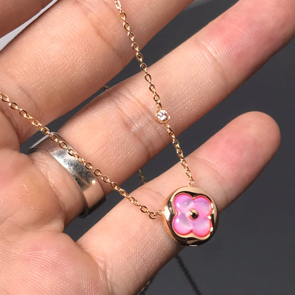 [Kincade Jewelrys]COLOR BLOSSOM PINK MOP SUN GOLD NECKLACE