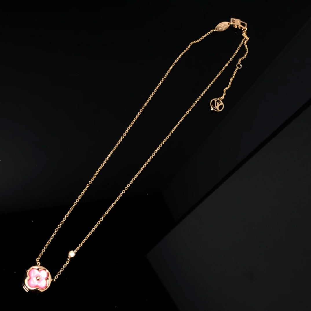 [Kincade Jewelrys]COLOR BLOSSOM PINK MOP SUN GOLD NECKLACE