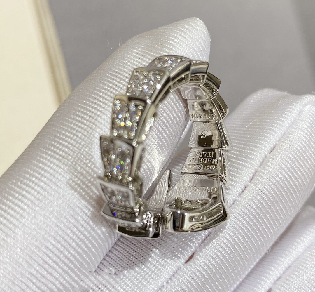 [Kincade Jewelrys]SERPENTI LARGE RING SILVER DIAMOND PAVED