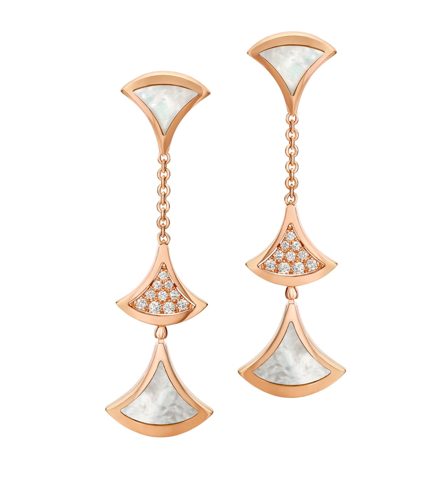 [Kincade Jewelrys]DREAM EARRINGS 3 MOTIFS DIAMOND MOP PINK GOLD