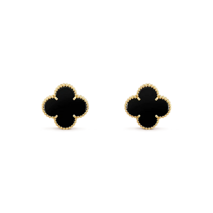 [Kincade Jewelrys]CLOVER MEDIUM 1 MOTIFS  ONYX STUD EARRINGS