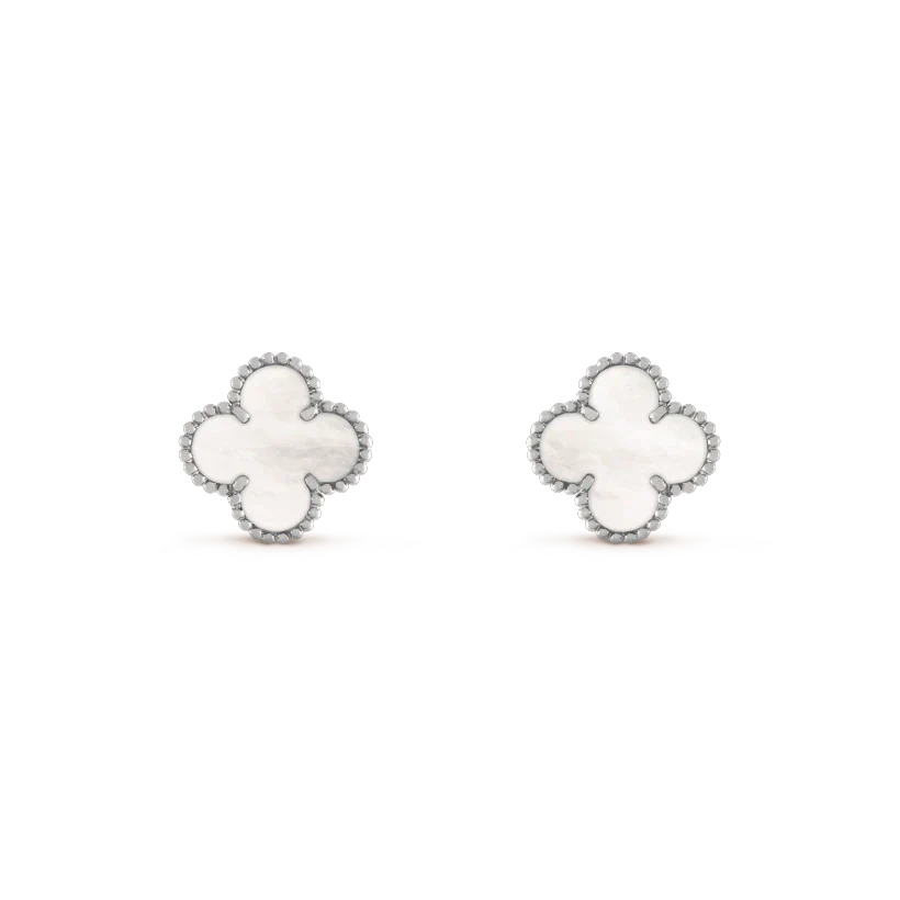 [Kincade Jewelrys]CLOVER MEDIUM 1 MOTIFS  WHITE MOP EARRINGS SILVER