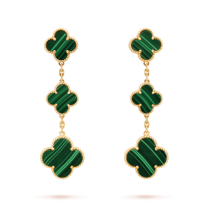 [Kincade Jewelrys]CLOVER MALACHITE 3 MOTIFS GOLD