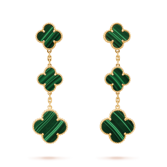 [Kincade Jewelrys]CLOVER MALACHITE 3 MOTIFS GOLD