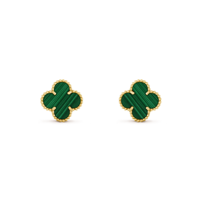 [Kincade Jewelrys]CLOVER MEDIUM 1 MOTIFS MALACHITE  EARRINGS