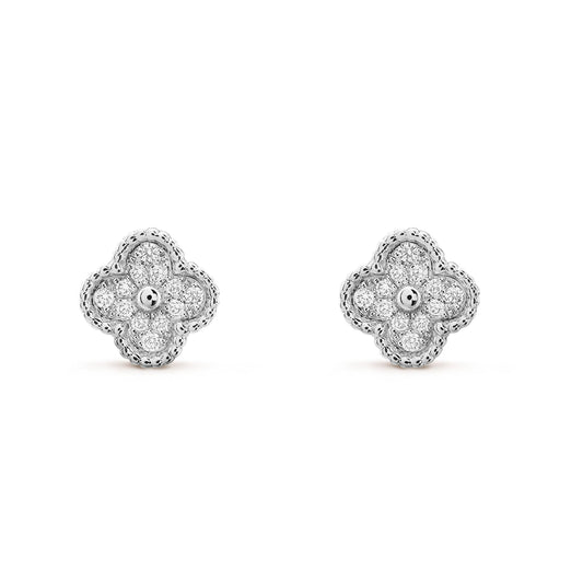 [Kincade Jewelrys]CLOVER MINI DIAMOND STUD EARRINGS