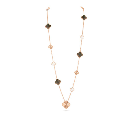 [Kincade Jewelrys]CLOVER 16 MOTIF GREY MOP GOLD NECKLACE