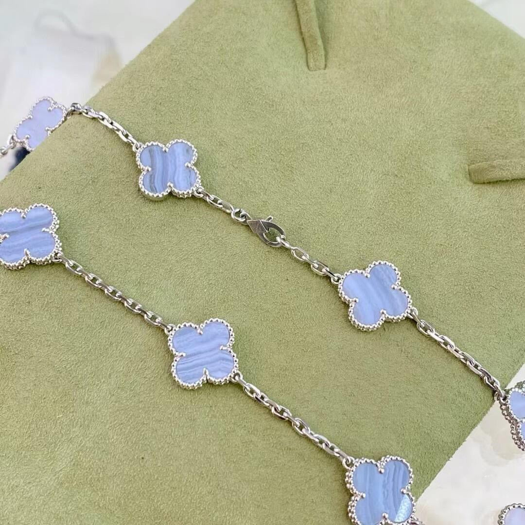 [Kincade Jewelrys]CLOVER 10 MOTIFS PURPLE CHALCEDONY NECKLACE