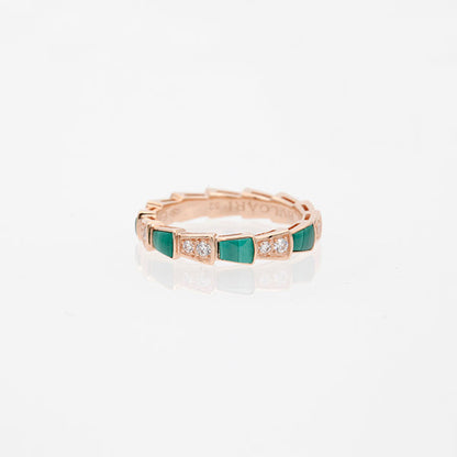 [Kincade Jewelrys]SERPENTI RING PINK GOLD MALACHITE DIAMOND 3MM