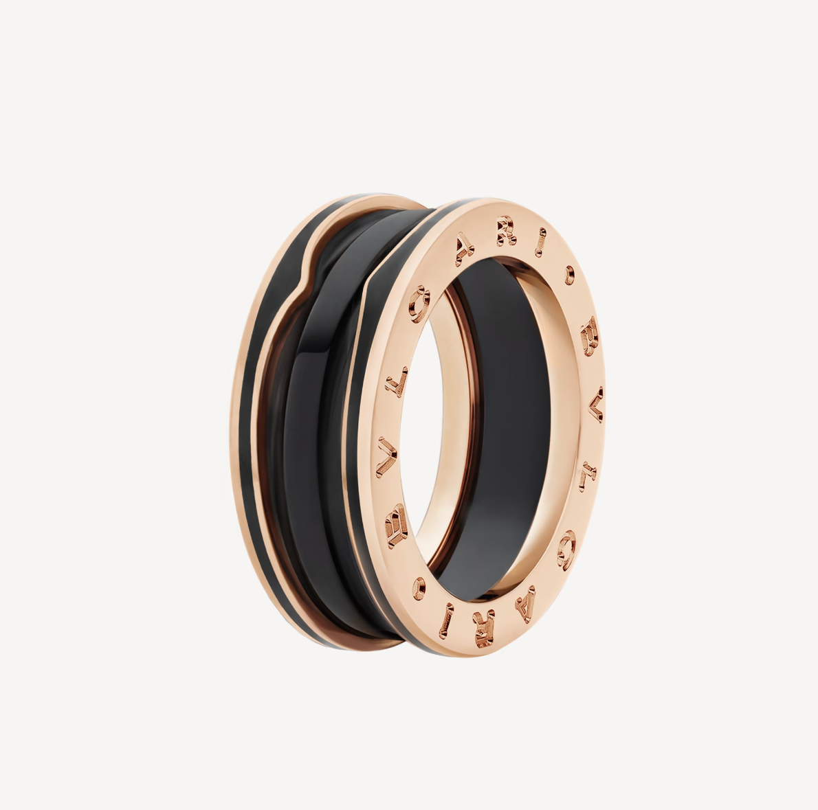 [Kincade Jewelrys]ZERO 1 TWO-BAND WITH MATTE BLACK CERAMIC PINK GOLD RING