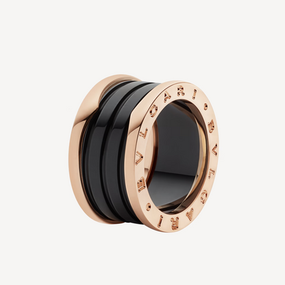 [Kincade Jewelrys]ZERO 1 FOUR-BAND LOOPS AND BLACK CERAMIC SPIRAL PINK GOLD RING