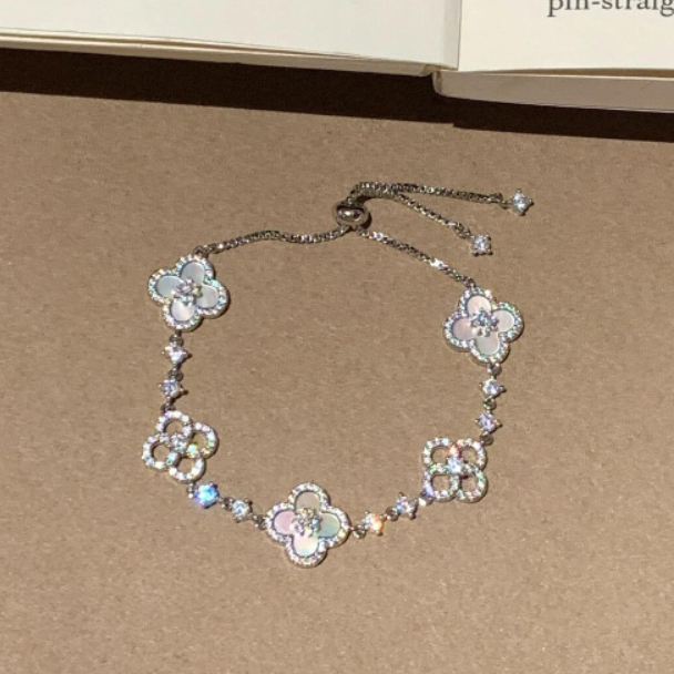 [Kincade Jewelrys]CLOVER 5 MOTIF PINK BLUE RED WHITE BRACELET