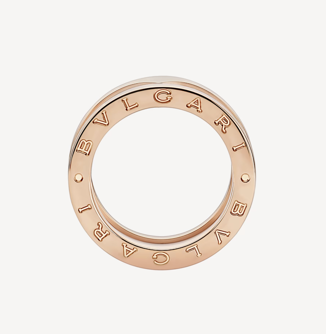 [Kincade Jewelrys]ZERO 1 TWO-BAND LOOPS AND WHITE CERAMIC SPIRAL PINK GOLD RING