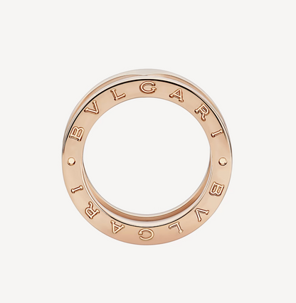 [Kincade Jewelrys]ZERO 1 TWO-BAND LOOPS AND WHITE CERAMIC SPIRAL PINK GOLD RING