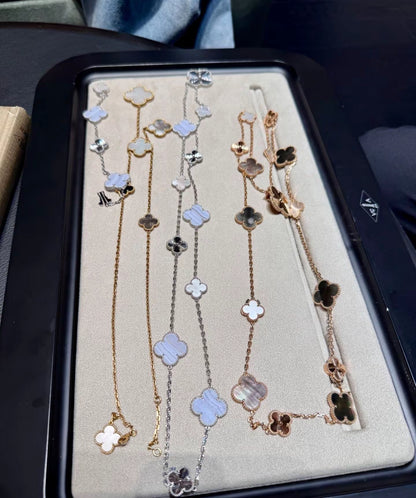 [Kincade Jewelrys]CLOVER 16 MOTIF GREY MOP GOLD NECKLACE