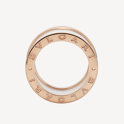 [Kincade Jewelrys]ZERO 1 FOUR-BAND LOOPS AND WHITE CERAMIC SPIRAL PINK GOLD RING