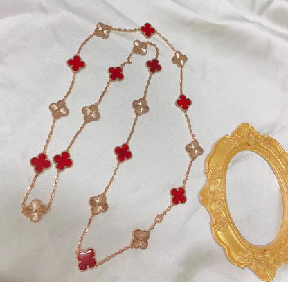 [Kincade Jewelrys]CLOVER 20 MOTIFS CARNELIAN GOLD NECKLACE