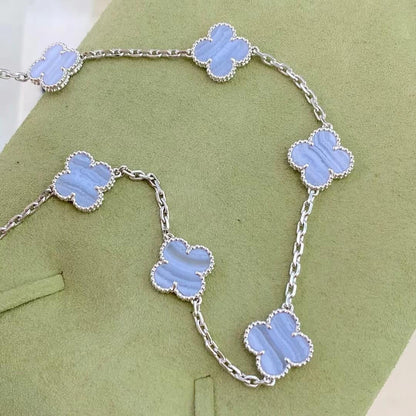 [Kincade Jewelrys]CLOVER 10 MOTIFS PURPLE CHALCEDONY NECKLACE