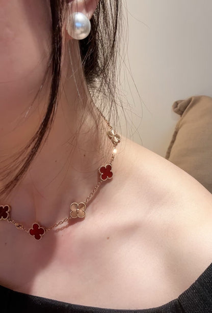 [Kincade Jewelrys]CLOVERS THE  10-MOTIFS CARNELIAN GOLD NECKLACE