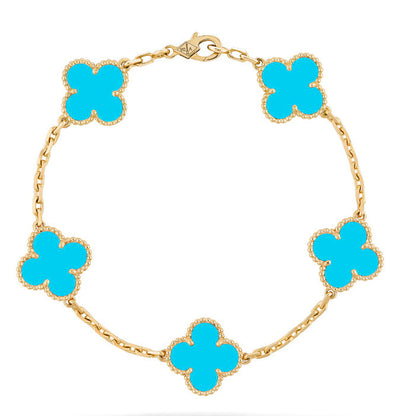 [Kincade Jewelrys]CLOVER 5 MOTIFS TURQUOISE BRACELET