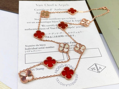 [Kincade Jewelrys]CLOVERS THE  10-MOTIFS CARNELIAN GOLD NECKLACE
