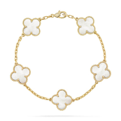 [Kincade Jewelrys]CLOVER  5 MOTIF WHITE MOP BRACELET