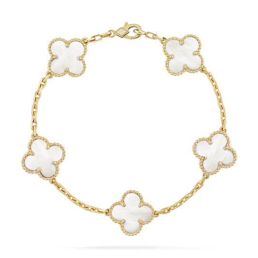 [Kincade Jewelrys]CLOVER  5 MOTIF WHITE MOP BRACELET