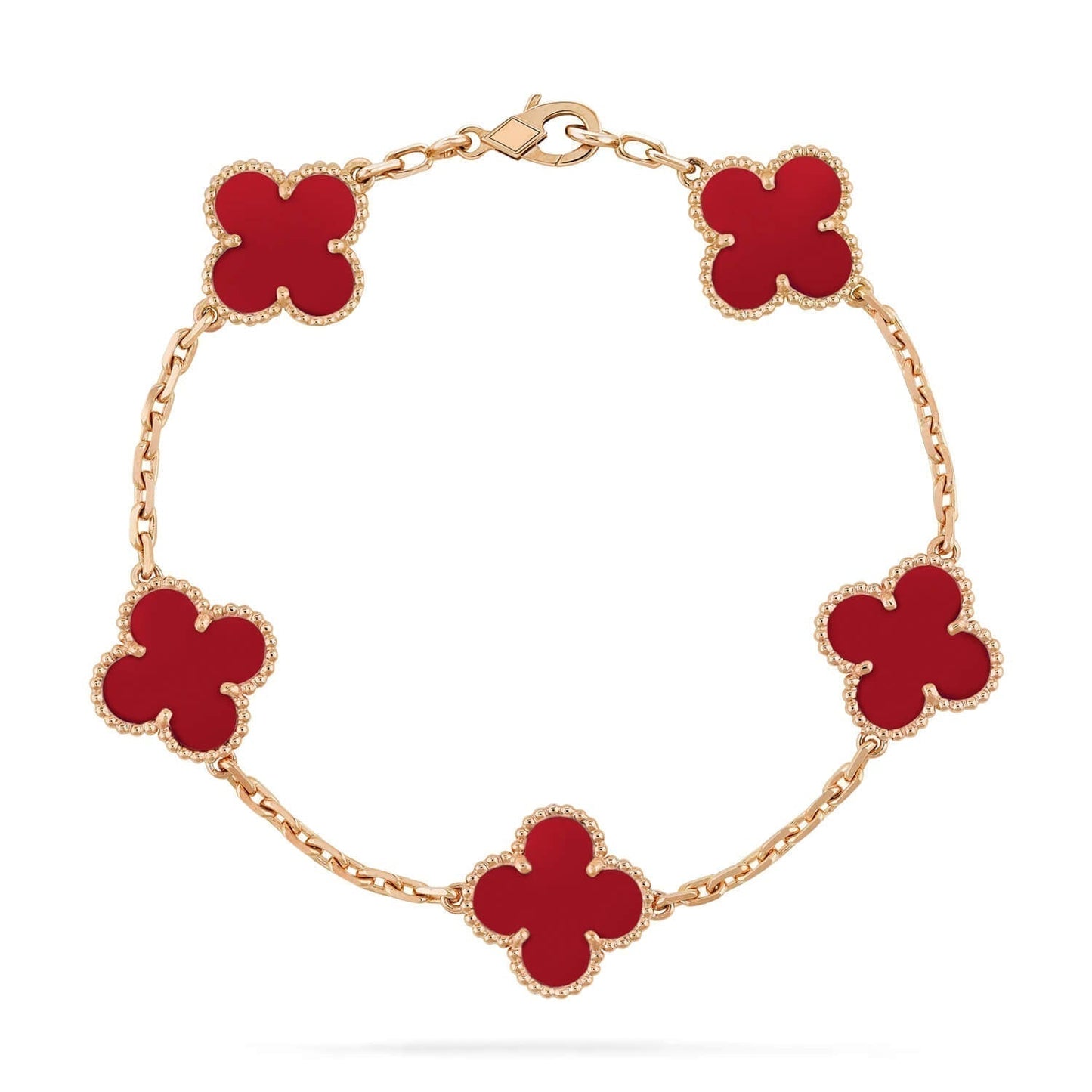 [Kincade Jewelrys]CLOVER 5 MOTIFS RED AGATE  BRACELET
