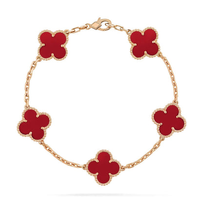 [Kincade Jewelrys]CLOVER 5 MOTIFS RED AGATE  BRACELET