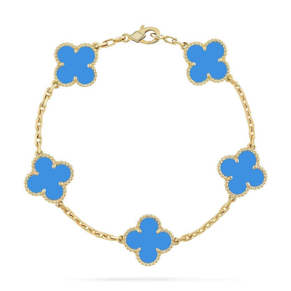 [Kincade Jewelrys]CLOVER 5 MOTIFS BLUE AGATE BRACELET