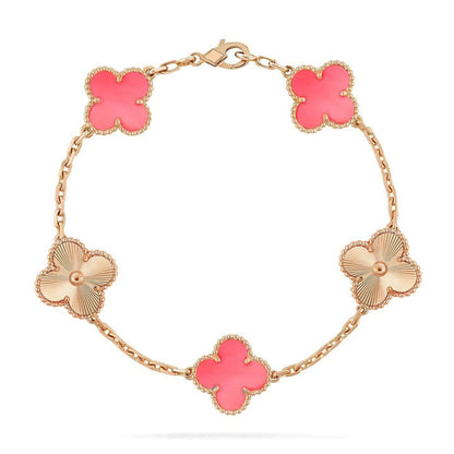 [Kincade Jewelrys]CLOVER BRACELET 5 MOTIF PINK AND PINK GOLD